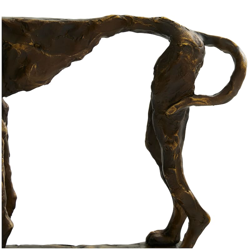 Bronze Polystone Distressed Slim Frame Dog Decorative Sculpture with Gold Accents