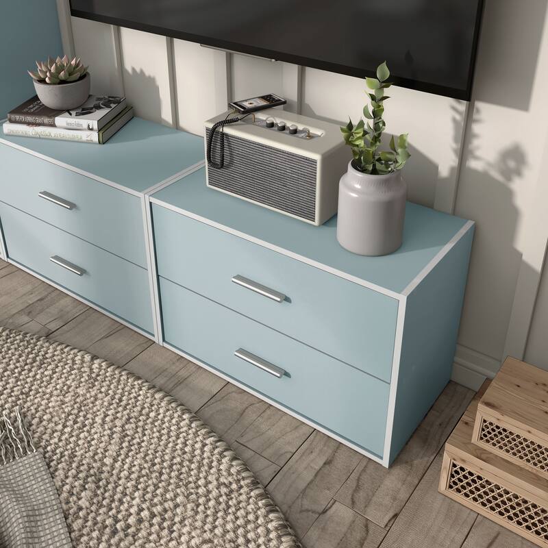 DH BASIC Modern Wood Customizable Stackable Storage Organizer - Cube Shelves, Drawer Cabinet, Bookcase with Doors by Denhour