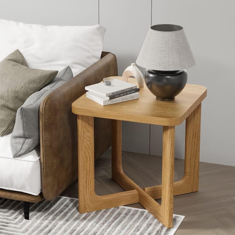 24-inch Solid Wood Square End Table with Modern Cross Leg Design - 24” x 24” x 24”