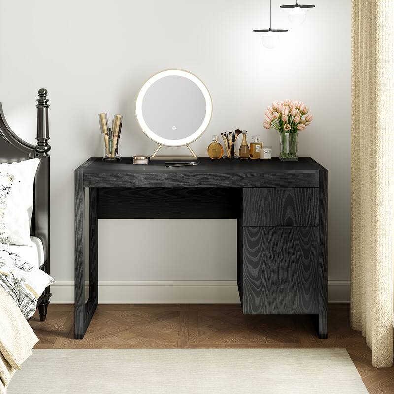 Gymax Computer Desk w/ Storage Cabinet Pull-out Drawer Stable Thick