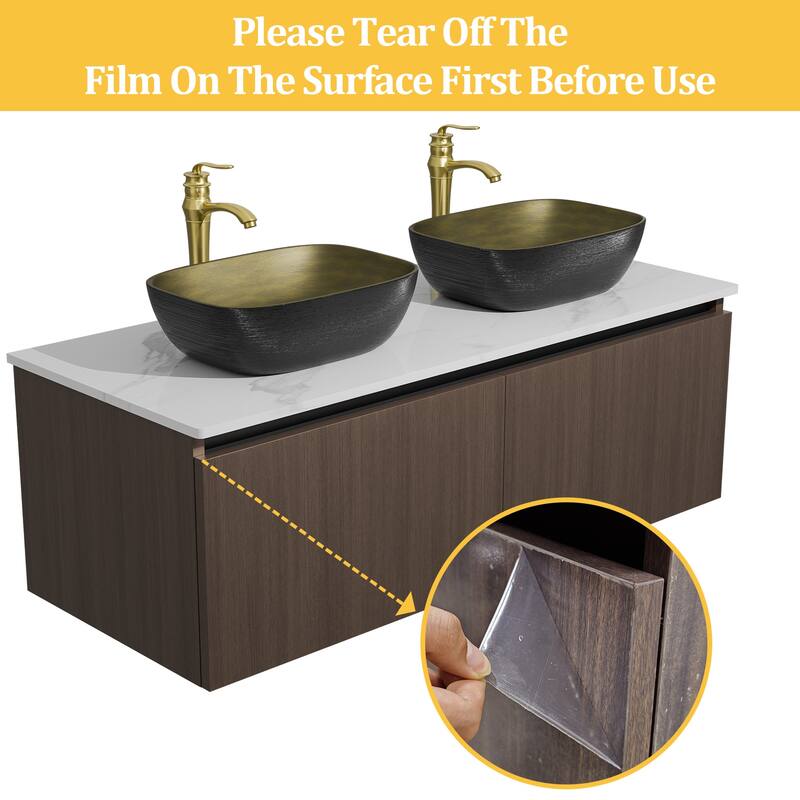 Wall Floating Vanity Bathroom Cabinet with Sink Combo with faucet