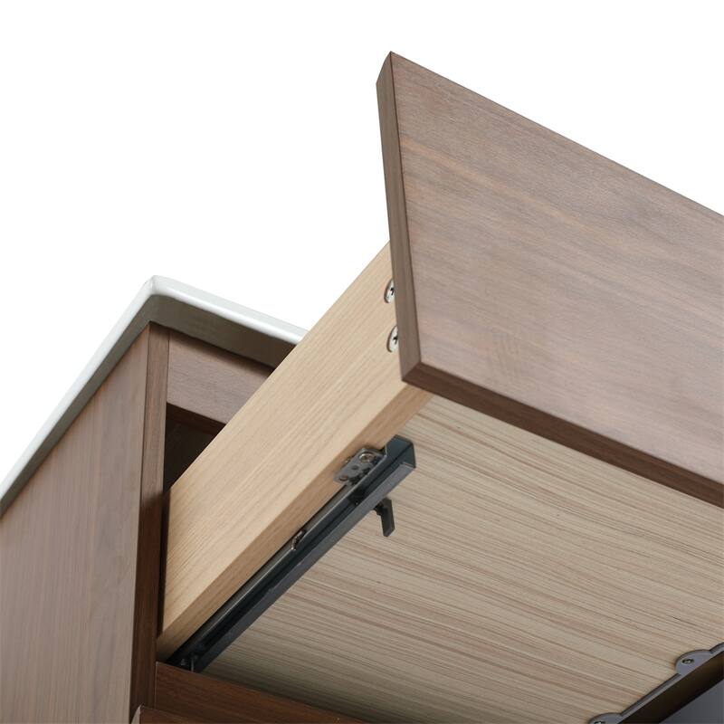 30" Wall-Mounted Bathroom Vanity w/Ceramic Sink,2-Soft Close Drawers