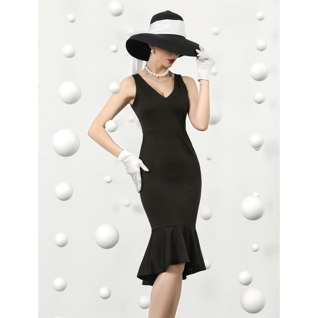 Ladies 3//4 Sleeve V Neck Peplum Skirt Knee Length Midi Women/'s Dress 8-24
