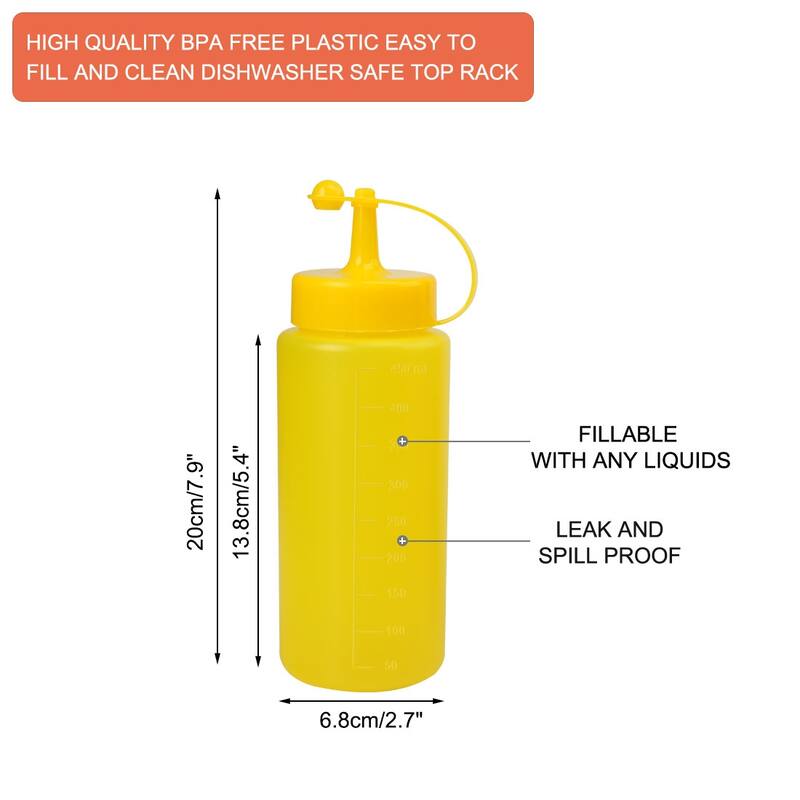 4pcs 16 OZ Plastic Condiment Squeeze Condiments Dispenser with Cap - 4 Pcs