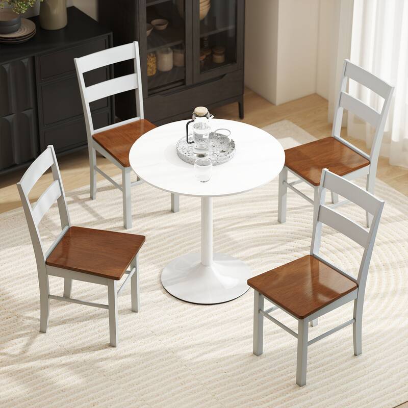 HOMCOM Dining Chairs, Set of 2 Farmhouse Kitchen & Dining Room Chairs with Open Back, Rubber Wood Seating for Living Room