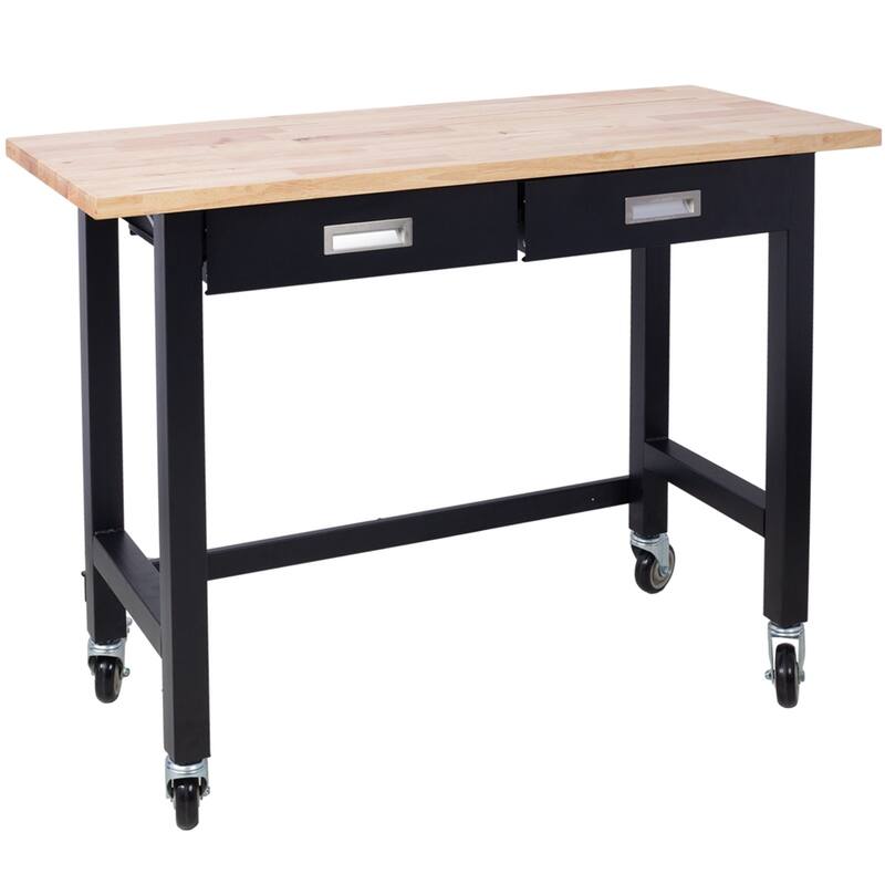 48" Wood Workbench with Drawer Storage and Wheels
