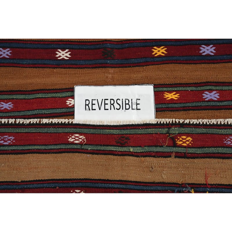 Hand Woven Oriental 100% Wool Carpet Southwestern Tribal Brown Kilim Area Rug - 7' 0'' X 5' 2''