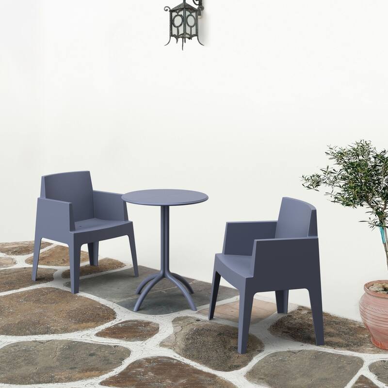 29" Gray Durable Round Outdoor Patio Dining Table