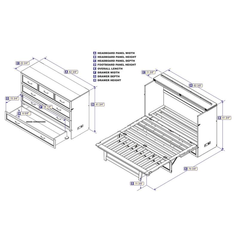 Murphy Bed Chest with Mattress & USB Ports - Twin XL, Full Sizes - Space Saving Furniture