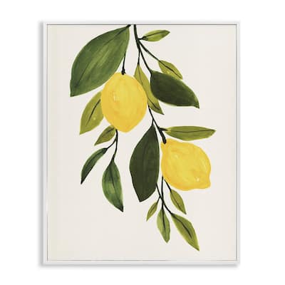 Stupell Simple Yellow Country Lemon Leaf Citrus Fruit Framed Wall Art - Green