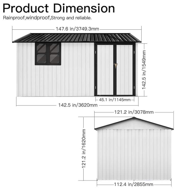 Metal garden sheds 10ftx12ft outdoor storage sheds with window