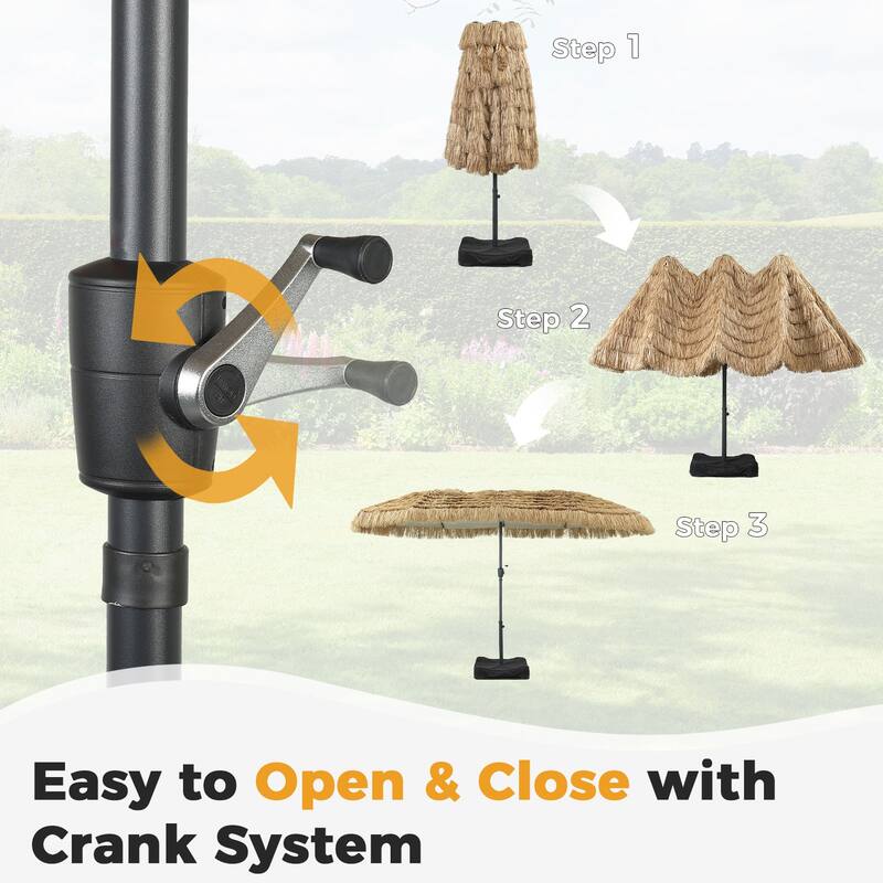 Autlaycil 15 ft Patio Umbrella with Base & 48 LED lights for Outdoor Umbrella