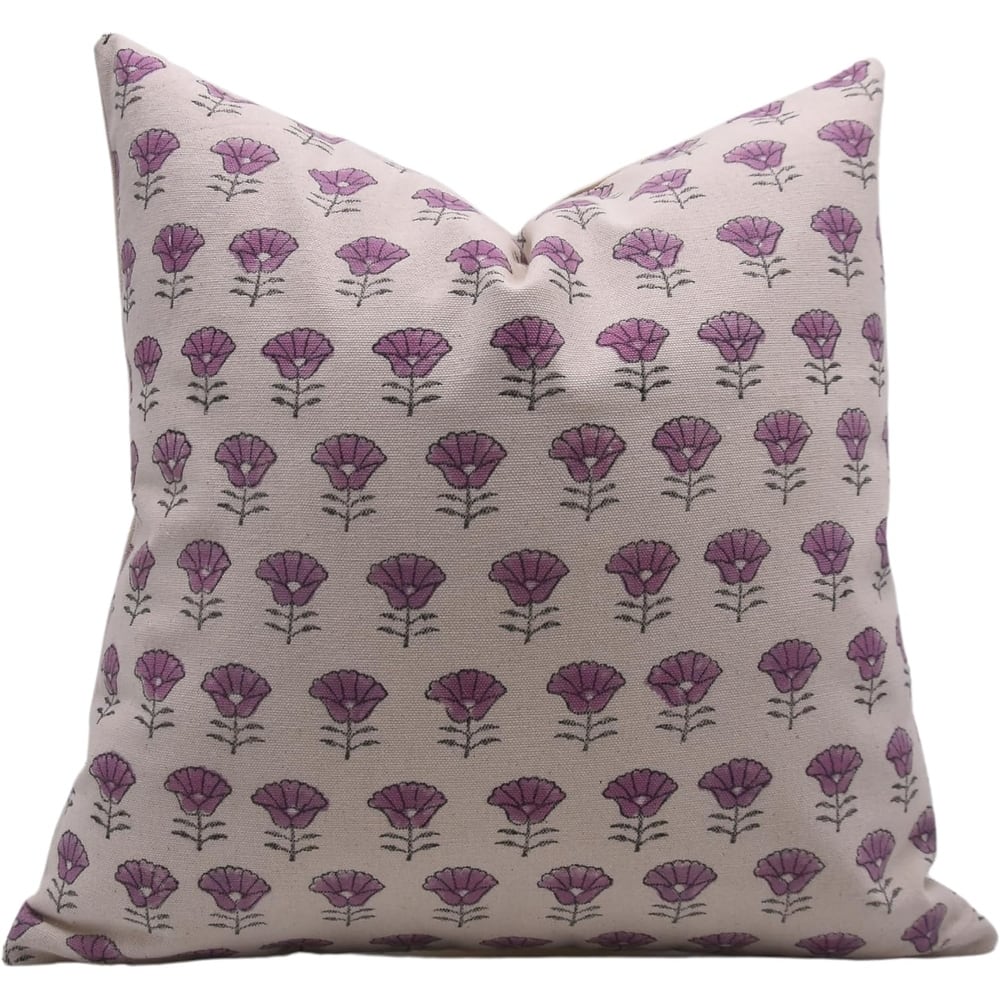 Fabdivine Plush Cotton Floral Block Print Pillow Cover Bedroom, Kohinoor