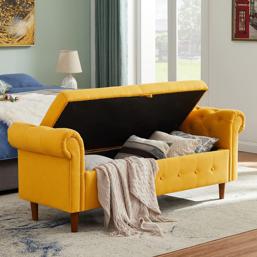 Yellow end of clearance bed bench