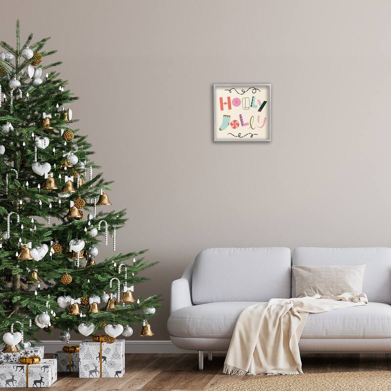 Stupell Holly Jolly Eclectic Holiday Framed Giclee Art Design By Sazerelli Designs