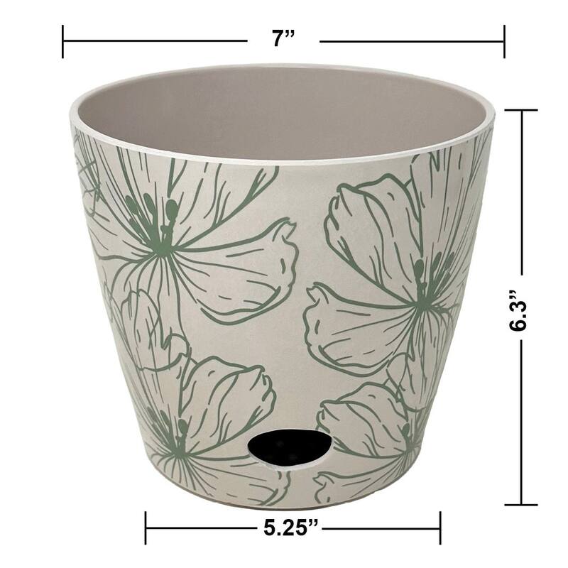 7" Round Self-Watering Indoor/Outdoor Bamboo Pots