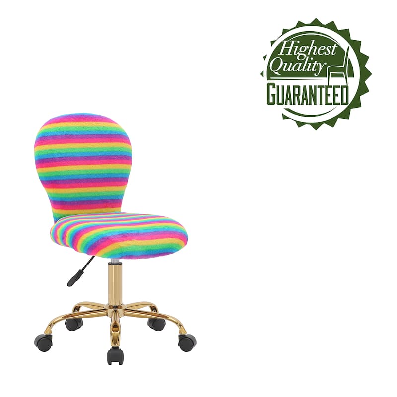Porthos Home Esme Office Chair, Colorful Plush Fabric, Gold Metal Legs