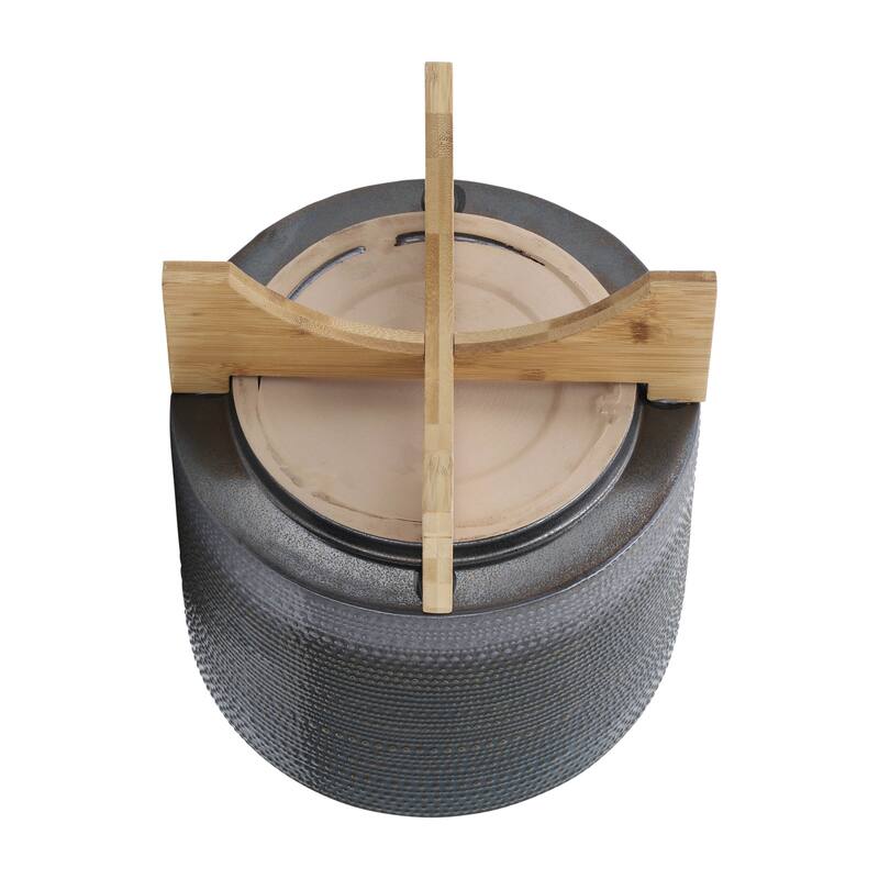 Sagebrook Home Ceramic Planter with Natural Wood Stand