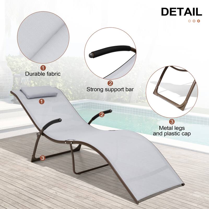 Crestlive Products Outdoor Aluminum Chaise Lounge Chair with Adjustable Backrest