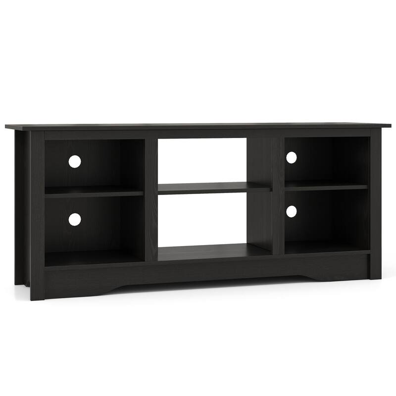 Engineered Wood 65 inches TV Stand with 6 Storage Cubby Shelves and Fireplace Space - 58" x 16" x 24.5"
