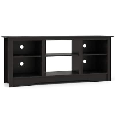 Engineered Wood 65 inches TV Stand with 6 Storage Cubby Shelves and Fireplace Space - 58" x 16" x 24.5"