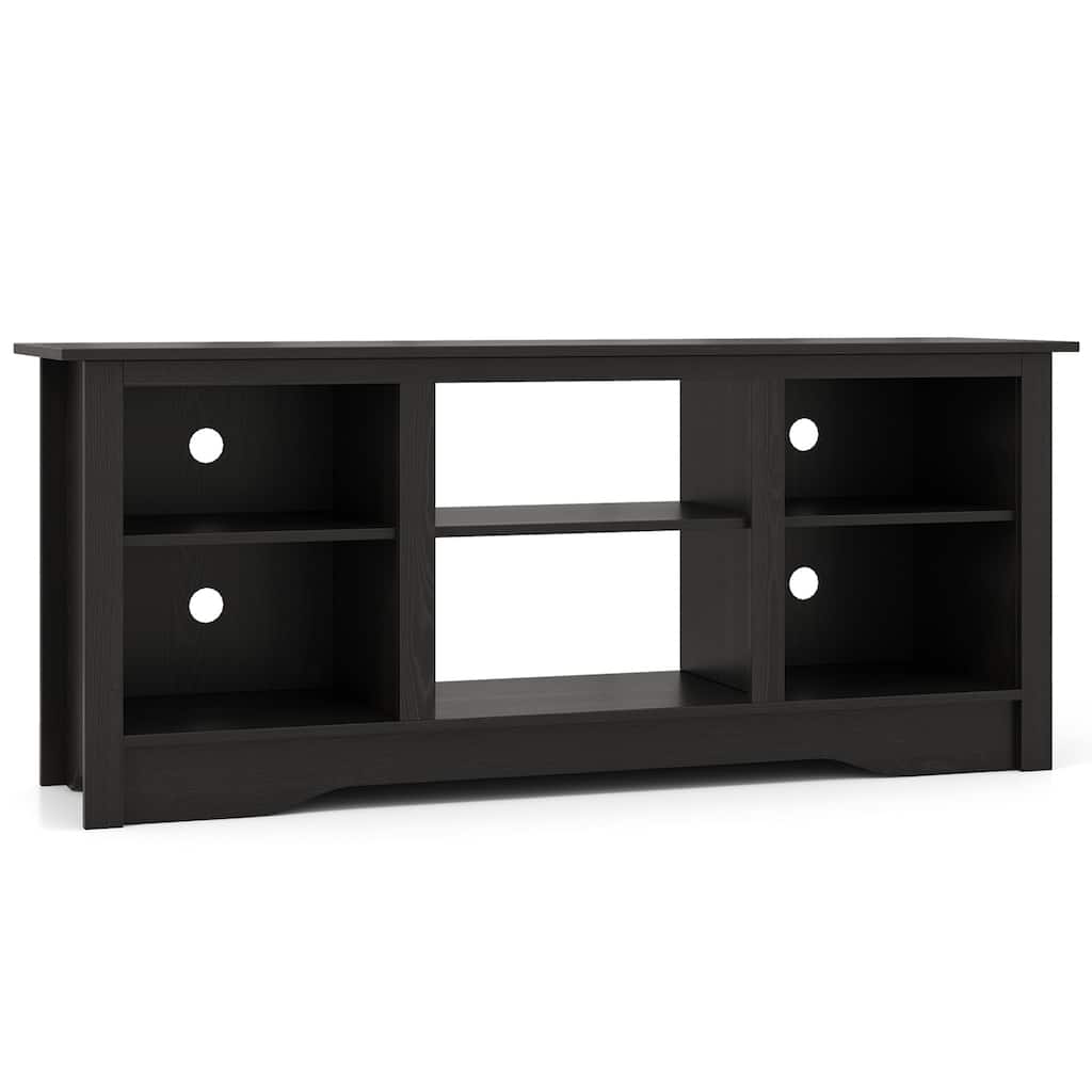 Engineered Wood 65 inches TV Stand with 6 Storage Cubby Shelves and Fireplace Space - 58" x 16" x 24.5"
