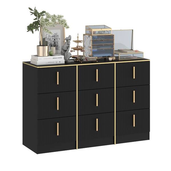 slim fit dress slacks Jasper Dresser Black Fluted 3-Drawer Set of 3 main image 1