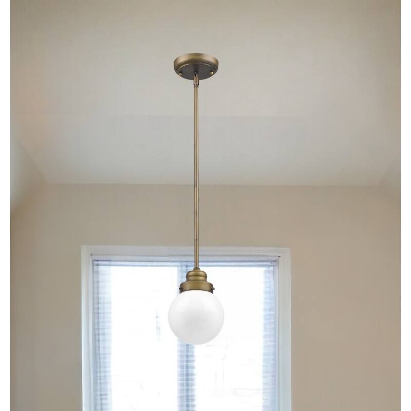 HomeRoots Brushed Gold Metal Hanging with Round Glass Shade - 6' X '8.75' X '6 - 6' X '8.75' X '6