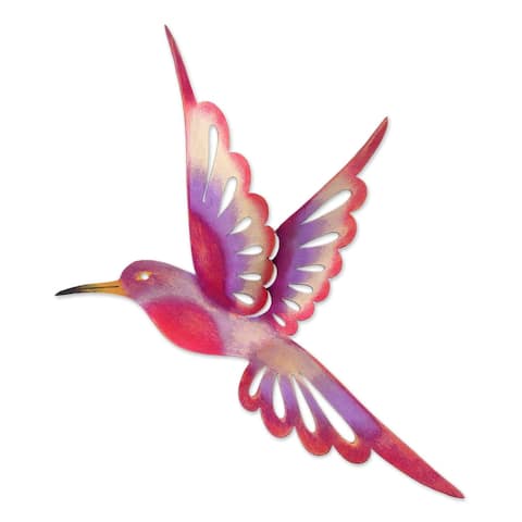 NOVICA Handmade Violet Hummingbird Metal Wall Art (Mexico)