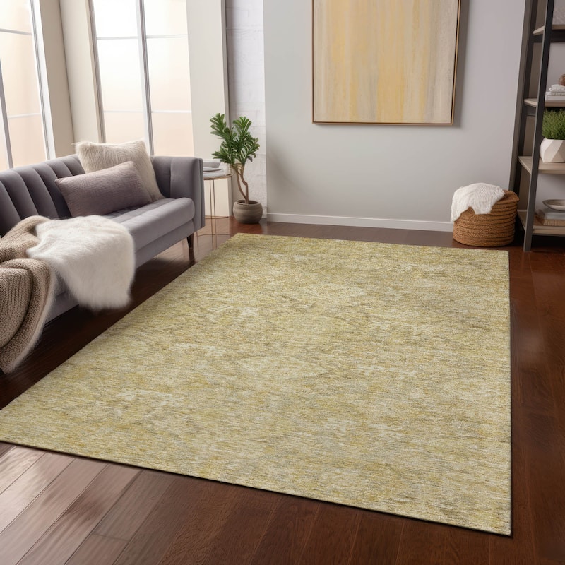 Machine Washable Indoor/ Outdoor Traditional Damask Chantille Rug