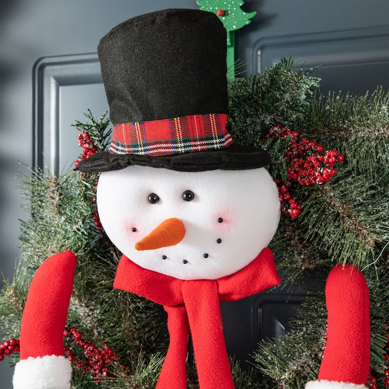 Glitzhome 20"H Christmas Fabric Santa/Snowman Jumbo Ornament Set