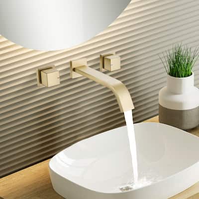 Rbrohant Wall Mounted Faucets, Widespread Bathroom Sink Faucet