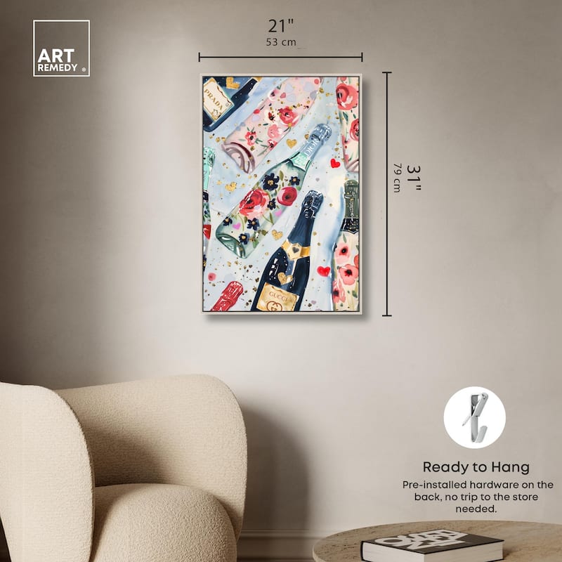 Fun Floral Champagne Canvas by Art Remedy