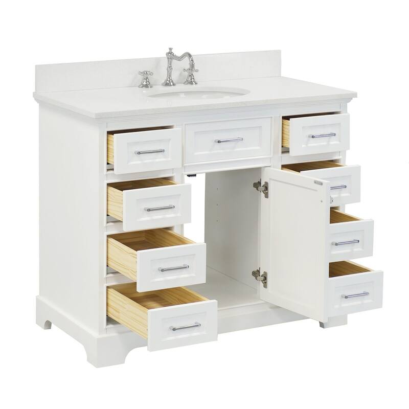KitchenBathCollection Aria 42" Bathroom Vanity with Quartz Top