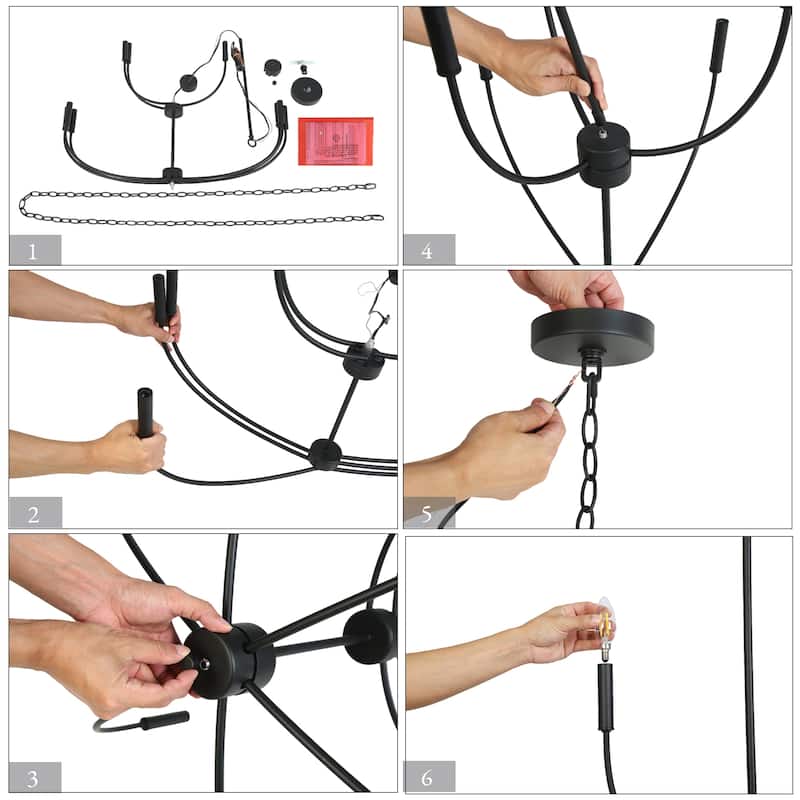 Oriea Modern Farmhouse 9-Light Black Chandelier Classic Candle Lights for Living Dining Room - D 32.3" x H 34"