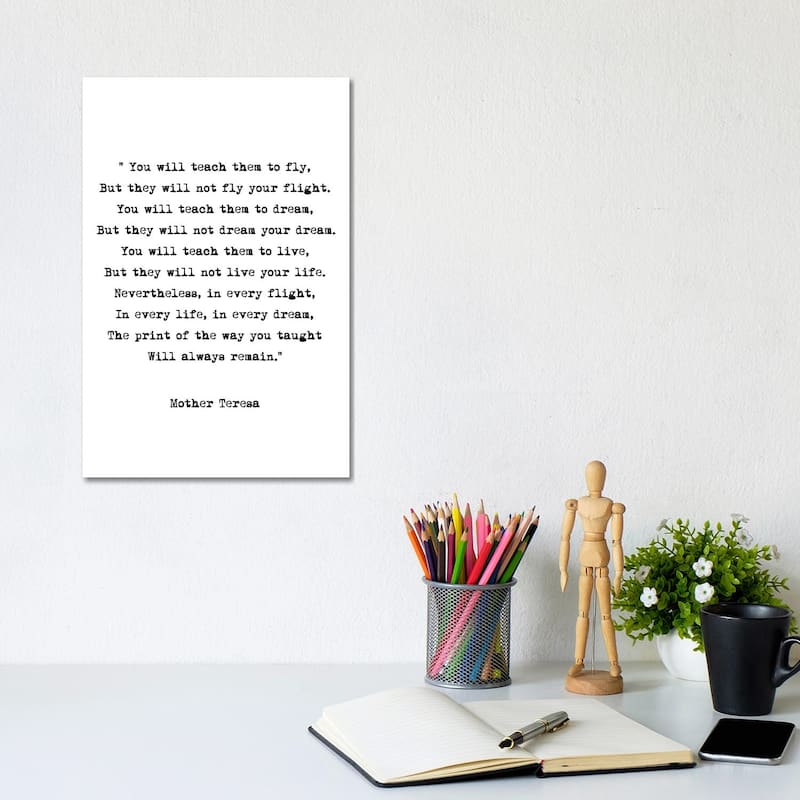 iCanvas "Dream - Mother Theresa Quote" by Mambo Art Studio Canvas Print - 12x8x0.75
