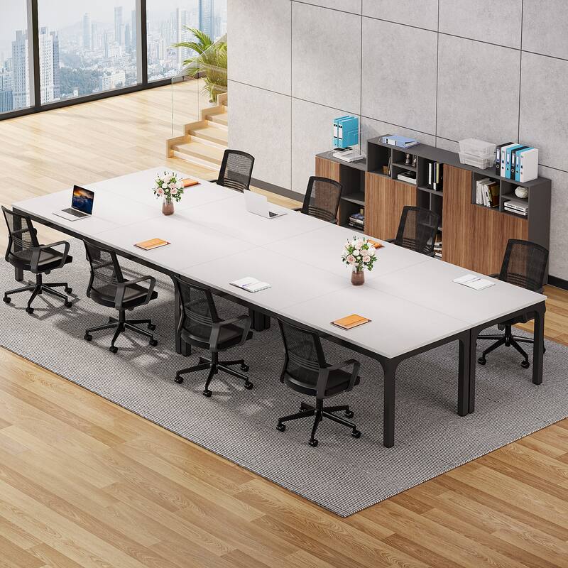 Modern Office 13FT Conference Table Set of 6, Large Rectangle Meeting Table, 78.74-Inch Long Business Seminar Table