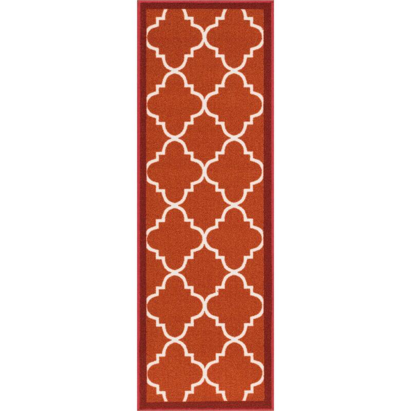 Well Woven Modern Bold Lattice Non-Skid Backing Runner Rug - 2' x 7'