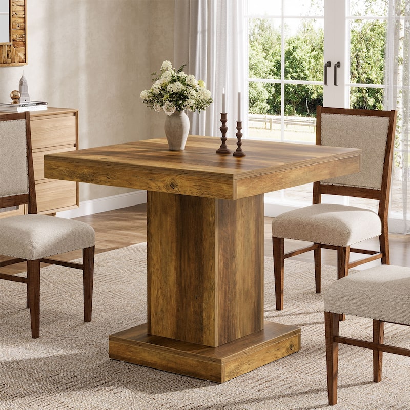 Rustic Suqare Kitchen Dining Table for 4, Dinner Table For Small Spaces, Dining Room - 31.5" L x 31.5" W x 29.53" H