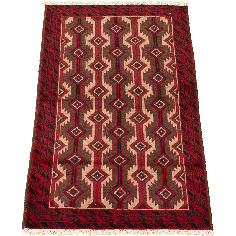 Hand-knotted Herati Red Wool Rug - 3'2" x 5'5"/3'2 x 5'5