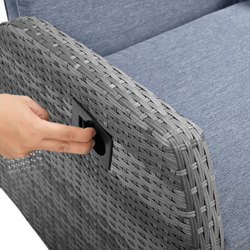 3 Pieces Outdoor Rattan Adjustable Seati Combination With Coffee Table