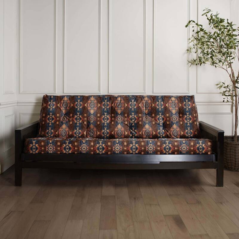 Sorra Home Southwest with Faux Leather Piping Full Futon Mattress (Mattress only) - Navajo Midnight / 75 x 54 x 12 in - Full