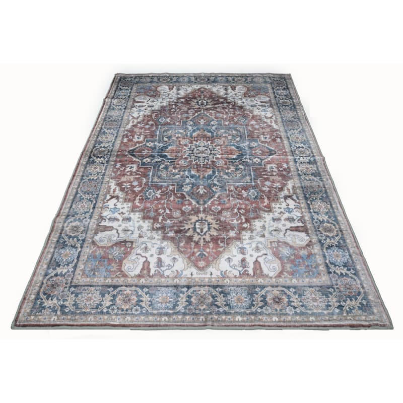 Bibb Home Washable Flannel Printed Area Rug with Latex Back
