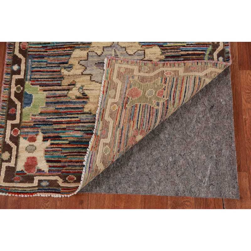 Handmade Vegetable Dye Oushak Turkish Runner Rug Floral Wool Carpet - 2'6" x 19'11"