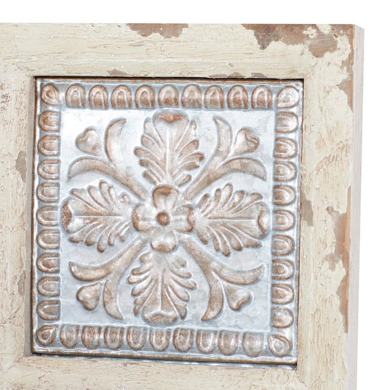 Metal Scroll Wall Decor with Embossed Details - White - Roche River Decor