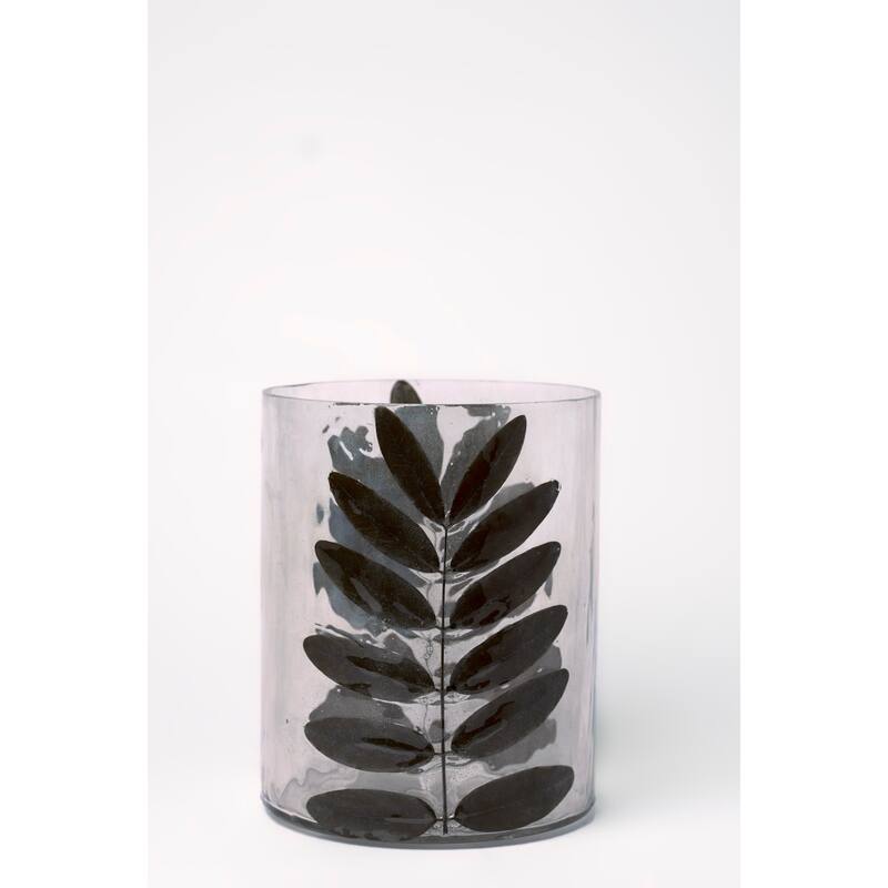Sm. Glass Leaf Vase H8"- A - Clear & Natural