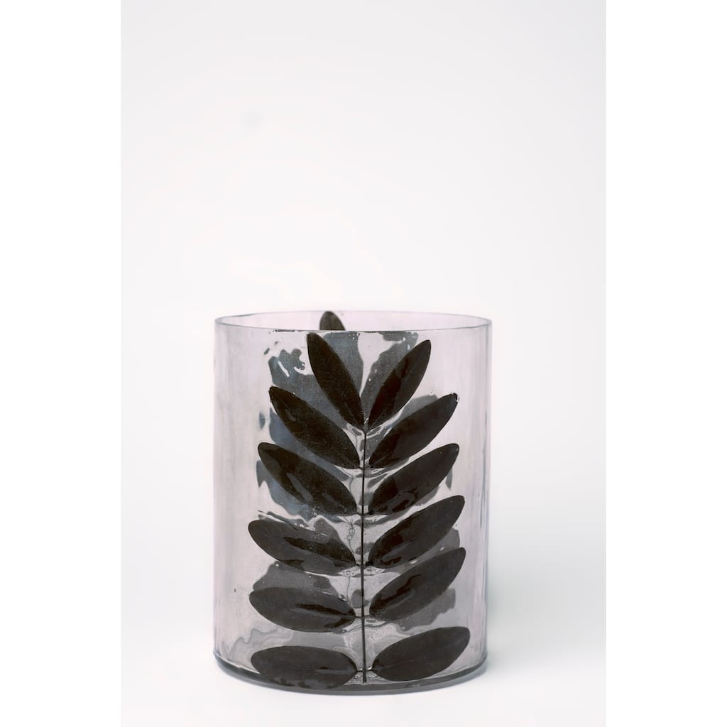 Sm. Glass Leaf Vase H8"- A - Clear & Natural