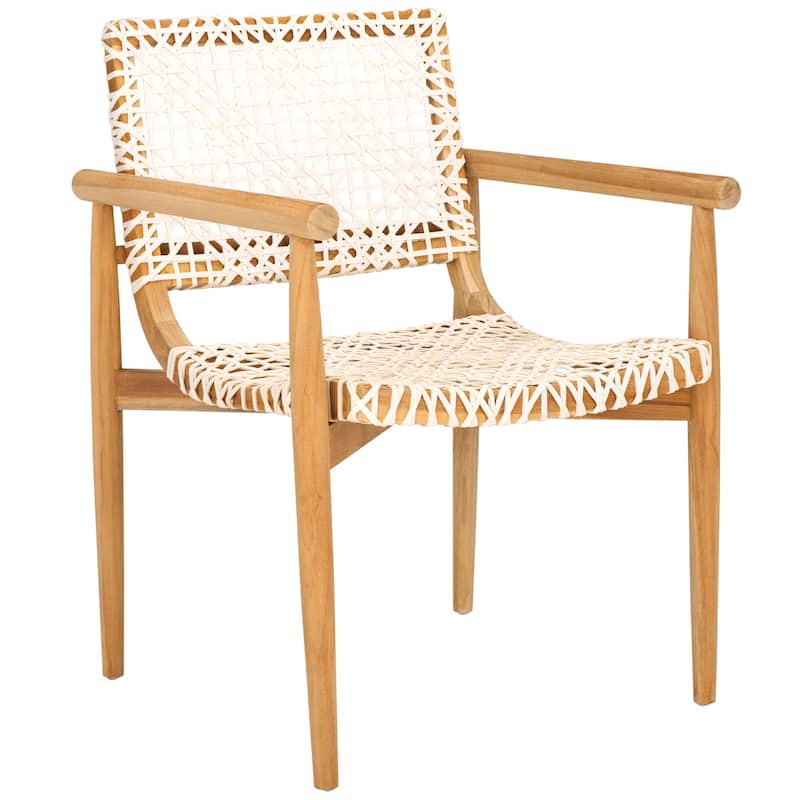 SAFAVIEH Clarissa Solid Wood & Leather Accent Chair (Fully Assembled) - W23" x D23" x H33" - 23Wx23Dx33H