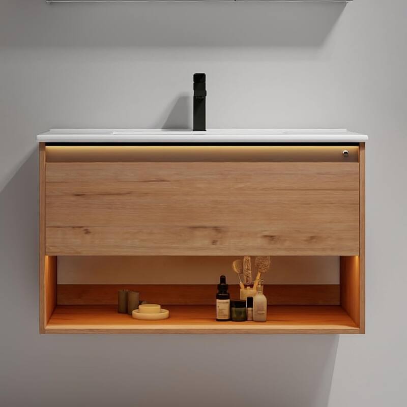 Blossom Bergen Wall Mounted Floating Bathroom Vanity with Sink