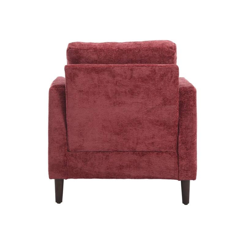 Mid Century Modern Chenille Fabric Armchair with Solid Wood Frame